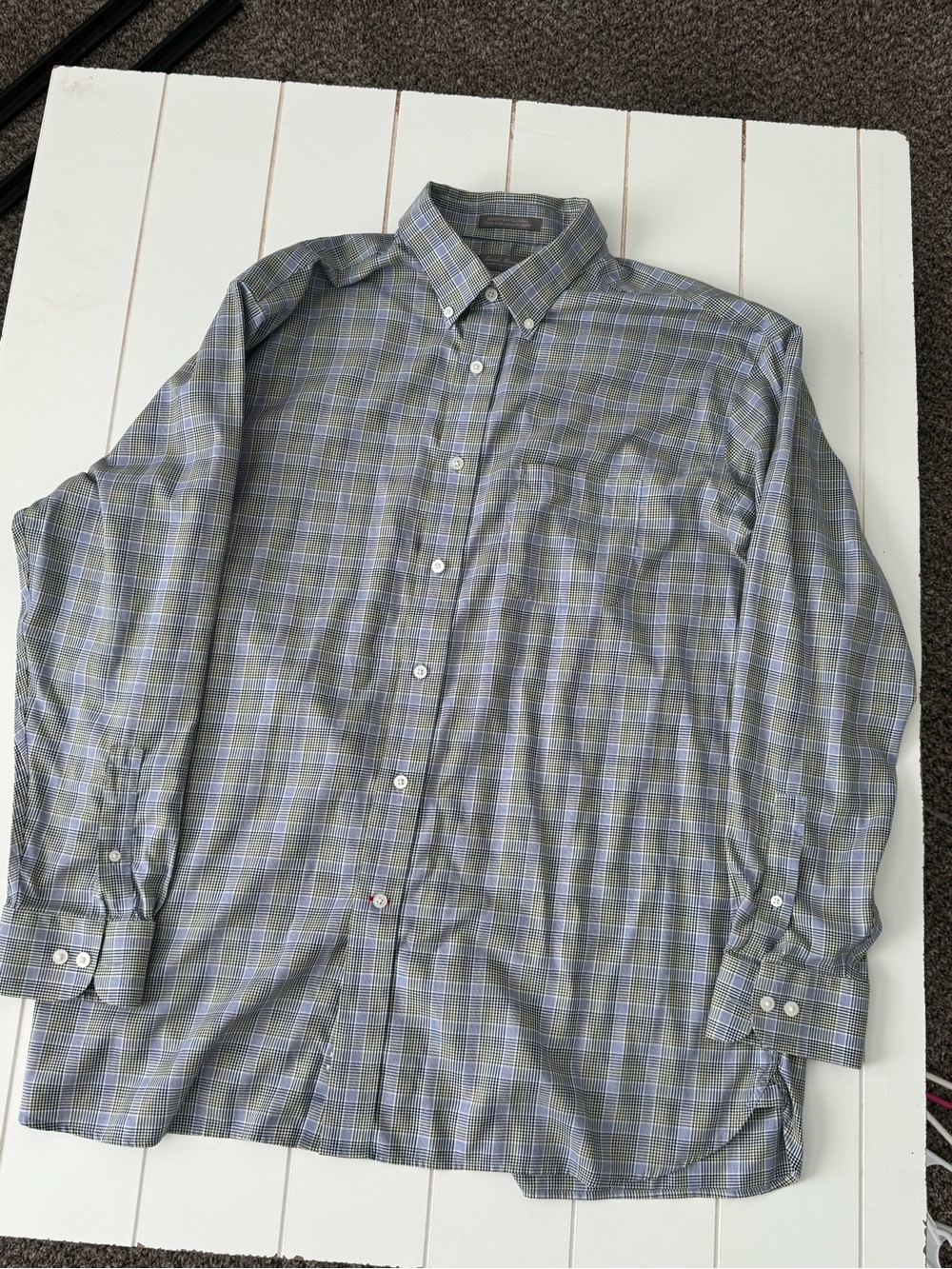 Daniel Cremieux Gray and Blue Plaid Button-Down Shirt
